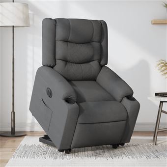 Poltrona reclinável elevatória elétrica vidaXL | tecido cinzento-escuro - 1