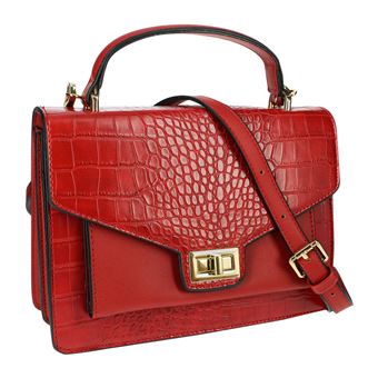 Bolsa Tiracolo Gallantry em couro sintético com efeito crocodilo | Vermelho - 1