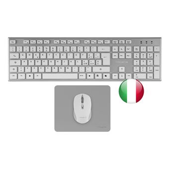 Teclado Wireless + Rato Tacens 6ZENITHWIT | Idioma: Italiano | Prateado, Branco - 1
