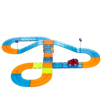 Pista para Carros DAM com Peças Magnéticas |37 Peças | Inclui Passagem, Ponte e 1 Carro - 1