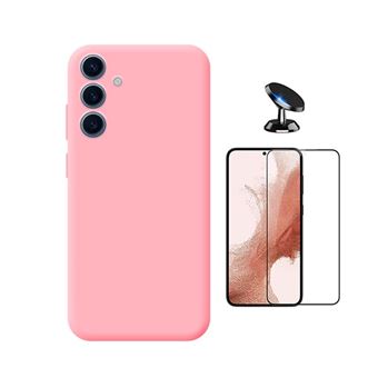 Kit Vidro Temperado + Capa Silicone Líquido + Suporte Magnético PHONECARE para Samsung Galaxy S25 FE 5G | Rosa - 1
