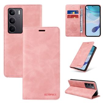 Capa FOXDOCK para Realme C75 4G | Bloqueio RFID | TPU | Aba/Detalhes em Pele Sintética | Compartimentos para cartões | Rosa - 1
