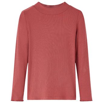 T-shirt manga comprida para criança de meia gola | vidaXL | vermelho-queimado 104 | 3 a 4 anos - 1