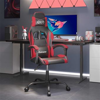 Cadeira gaming vidaXL couro artificial preto e vermelho - 1