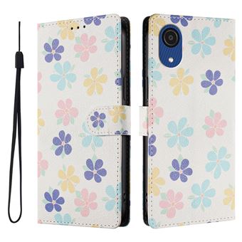 Capa FLOODKING para Samsung Galaxy A03 Core | Suporte | Porta-Cartões e Alça | Padrões Decorativos | Branco e Roxo - 1