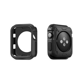 Capa de Silicone HSMY Bicolor com Protetor de Ecrã para Apple Watch Series 6 / SE | 44 mm - Preto - 1
