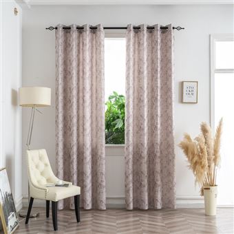 Cortina jacquard BOD HOME | cor de rosa com borboletas em linho grosso | 140x260cm | individual - 1