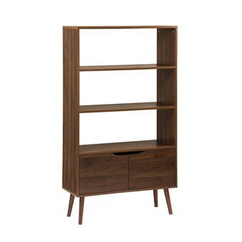 Estante com efeito de nogueira sweeek | 2 portas | 3 níveis | madeira de nogueira - 1