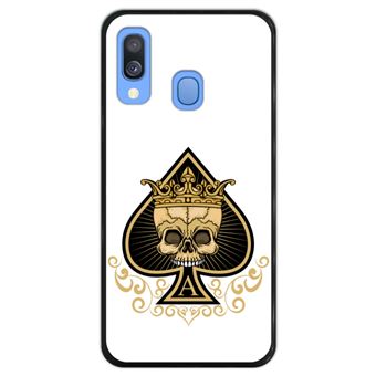 Capa Hapdey para Samsung Galaxy A40 2019 Design Ás de Espadas Caveira em Silicone Flexível e TPU Preto