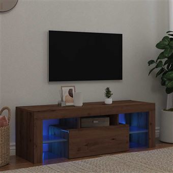 Móvel para TV com luzes LED vidaXL | derivados de madeira carvalho artisiano - 1