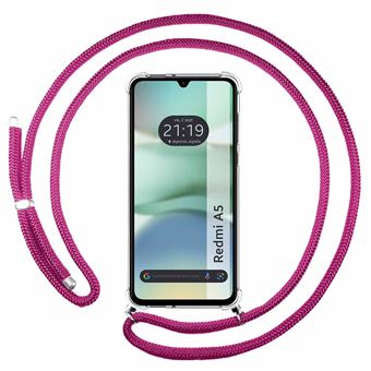 Capa Tumundosmartphone Transparente para Xiaomi Redmi A5 com Cordão Rosa Fúcsia - 1