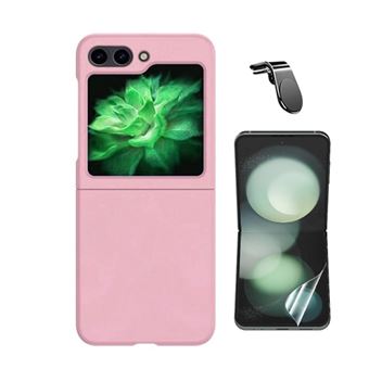 Kit Película Protectora de Hydrogel Frente + Capa Proteção Silicone + Suporte Magnético L Gift4Me para Samsung Galaxy Z Flip6 | Rosa - 1