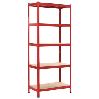 Prateleira de Arrumação vidaXL Vermelho 80X40X180 cm Aço e Mdf - 1