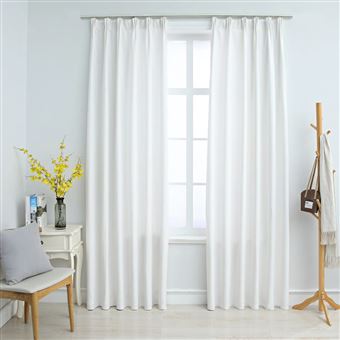 Cortinas Blackout com Ganchos vidaXL | 2 Peças | 140x175cm | Branco Sujo - 1