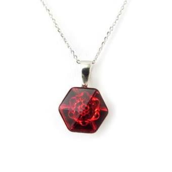 Colar em prata "" - Rosa Romantica"" - Vermelho (swarovski cristal). - 1