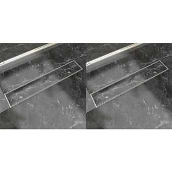 Dreno de Chuveiro Linear vidaXL 2 Peças 630x140 mm aço inoxidável - 1