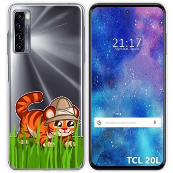 Estojo Tumundosmartphone de gel transparente para TCL 20L / 20L+ Design Tiger Drawings - 1