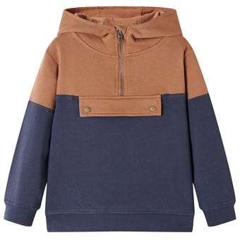 Sweatshirt para criança | vidaXL | com capuz e meio fecho antracite/conhaque 128 | 7 a 8 anos - 1