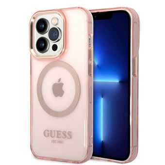Capa Traseira Rígida Guess para iPhone 14 pro max | rosa translúcido compatível com Magsafe - 1