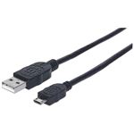 Manhattan 3m USB cable cabo USB 2.0 USB A Micro-USB B Preto