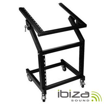 Suporte Rack Ibiza 19"" 12U+9U Rodas 1M 50Kg - 1