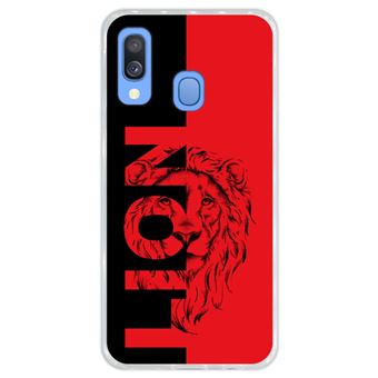 Capa Hapdey para Samsung Galaxy A40 2019 Design Leão Vermelho e Preto em Silicone Flexível e TPU