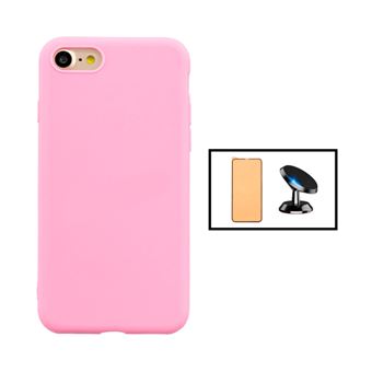 Kit G4M Vidro Temperado Ceramica Full Cover + Capa Silicone Líquido + Suporte Magnético para Apple iPhone SE 2022 - Rosa - 1