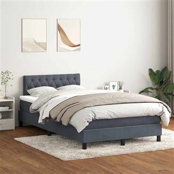 Cama boxspring com colchão vidaXL | 120x220 cm | veludo cinzento-escuro - 1