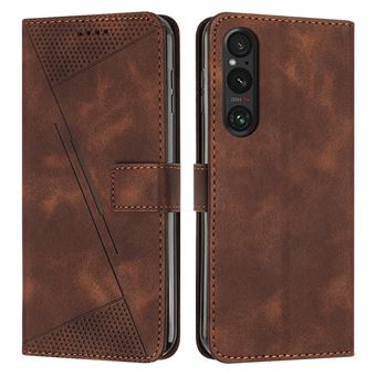 Capa FOXDOCK para Sony Xperia 1V 2023 | Pele | Flip | 3 Compartimentos para Cartões | Castanho - 1