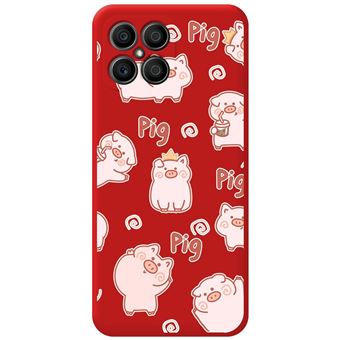 Capa Tumundosmartphone de silicone líquido vermelho para Honor X8 design Desenhos de porcos - 1