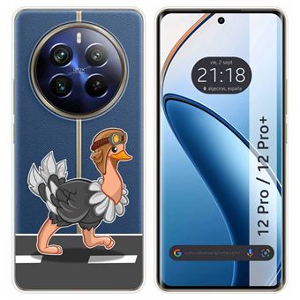 Capa de silicone TUMUNDOSMARTPHONE para Realme 12 Pro 5G / 12 Pro Plus 5G | transparente desenhos avestruz - 1