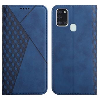 Capa PU + TPU padrão Diamante, autoabsorvente, com verso Azul para Samsung Galaxy A21s (Global Version) - 1