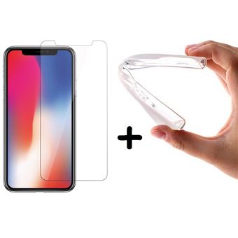 Conjunto Capa Gel TPU Silicone com Vidro Temperado Multi4you para Apple iPhone X - Transparente