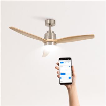 Ventoinha de Teto CREATE WINDSTYLANCE DC NICKEL | Madeira Clara com Luz - 1