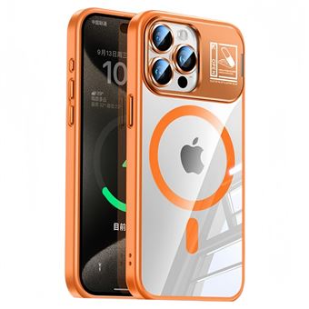 Capa Transparente Magnética à Prova de Queda com Suporte QT03 V-REEL para iPhone 17 Pro - Laranja - 1