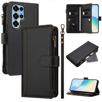 Capa FOXDOCK para Doogee NOTE 56X/56X PRO | Pele Premium | Compartimentos para Cartões | Alça de Pulso Amovível | Preto - 1