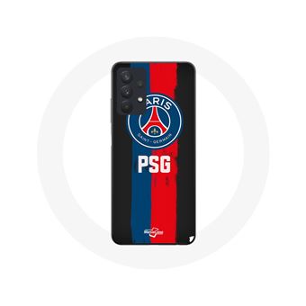 Capa Maniacase para Samsung Galaxy A32 5G com o Logotipo do Paris Saint Germain PSG em azul e vermelho sobre Fundo Preto - 1