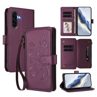 Capa tipo Carteira FOXDOCK para Samsung Galaxy A56 5G | Porta-cartões | Alça de Mão | Roxo escuro - 1