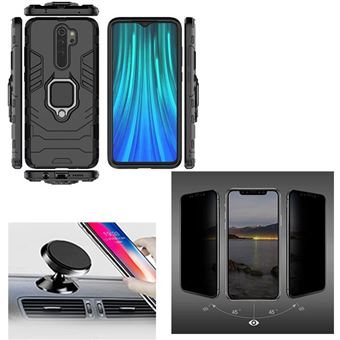 Kit Película 5D Anti-Spy com Capa 3X1 Military Defender e Suporte Magnético para Carro para Xiaomi Note 8 Pro - Preto - 1
