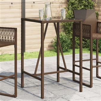 Mesa de bar para exterior vidaXL | 70x70x110 cm | vime PE castanho - 1