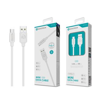 Mini Cabo de Dados NOVOTECK S-005 Type-C 2.4A 0.| 3 m - Branco - 1