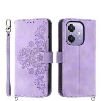 Capa ZURSANA para OPPO A3 4G/5G | Pele com Fecho de Encaixe para Colar + Cordão em Pele | Roxo - 1