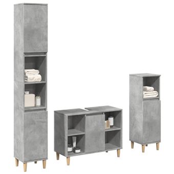 Conjunto móveis casa banho vidaXL | 3 Peças | derivados madeira cinza cimento - 1