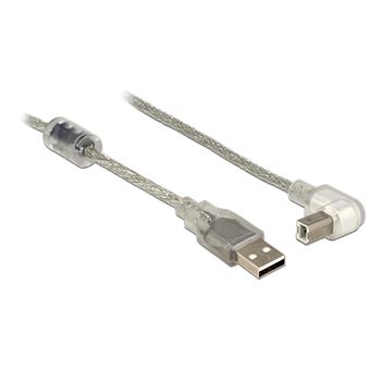 Cabo USB DeLOCK 0.5m, USB2.0-A/USB2.0-B 0.5m USB A USB B Prateado, Transparente