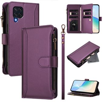 Capa FOXDOCK para Samsung Galaxy M32 4G | Pele Premium | 9 Compartimentos para Cartões | Alça de Pulso Amovível - Roxo - 1