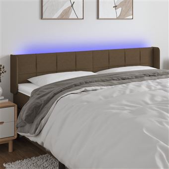 Cabeceira de Cama com Luzes LED vidaXL | Tecido | 203x16x78/88 cm - castanho - 1