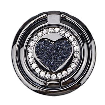 Popsocket com Anel Traseiro Gandy Best360 | Coração preto com Brilhantes - 1