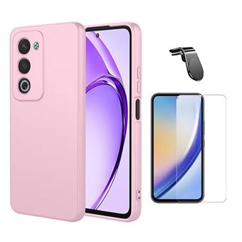 Kit Vidro Temperado Cleargorilasglass + Capa Proteção Silicone + Suporte Magnético L GIFT4ME para Oppo A5 4G | Rosa - 1