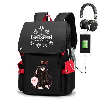 Mochila Escolar DreamWorks | Genshin Impact | 34 x 21 x 48 cm | Preto 1411 - 1
