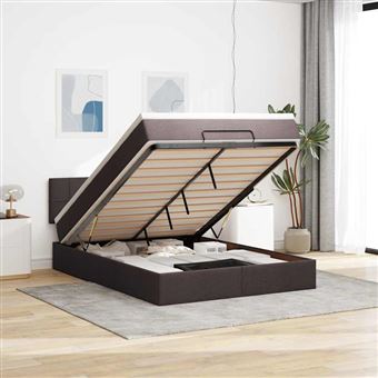 Estrutura de cama otomana com colchão vidaXL | 140x200 cm | tecido castanho escuro - 1